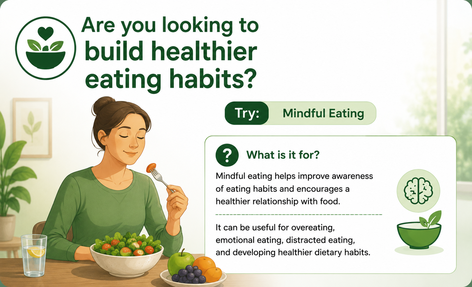 A balanced plate of food for mindful eating